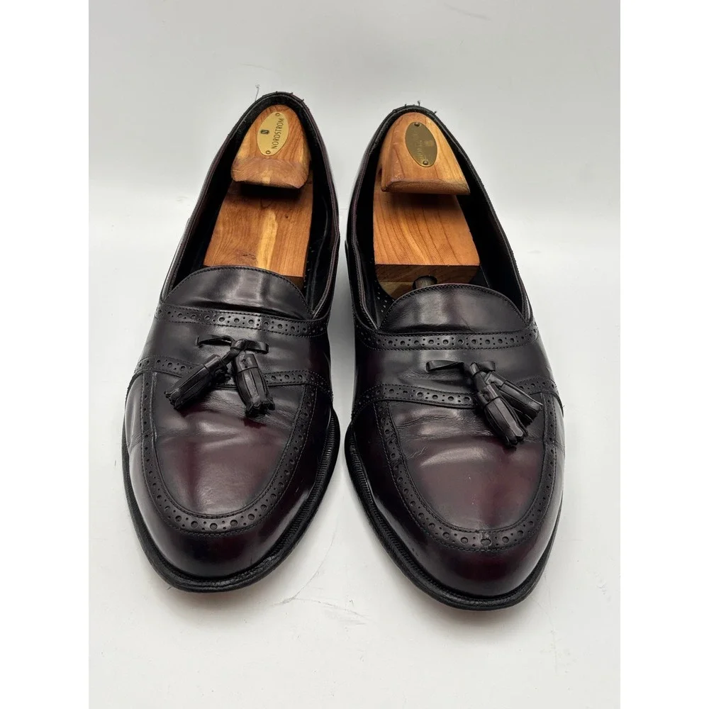 Johnston & Murphy Men's Size 12M Burgundy Leather Tassel Loafers Brogue Made USA